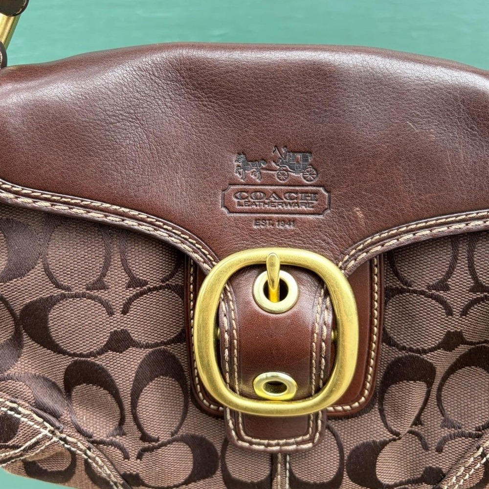 Vintage Y2K Coach Bleecker Soho Signature Flap Shoulder Bag Style 11441 Brown - Picture 4 of 10